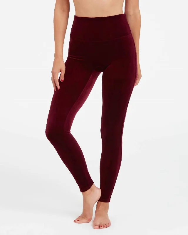 Women's Trendy Clothing Velvet Legging In Burgundy