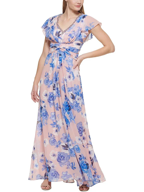 High-Fashion Women's Clothing Womens Floral Maxi Evening Dress